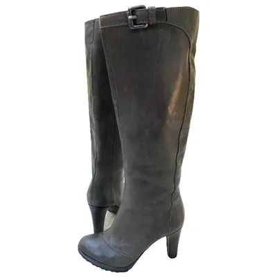 Pre-owned Greymer Leather Riding Boots In Grey