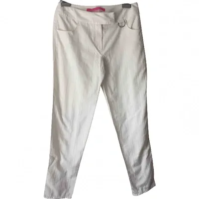 Pre-owned Emanuel Ungaro Straight Pants In White