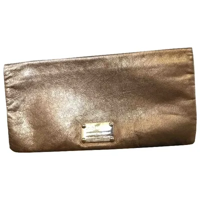 Pre-owned Dolce & Gabbana Leather Clutch Bag In Metallic