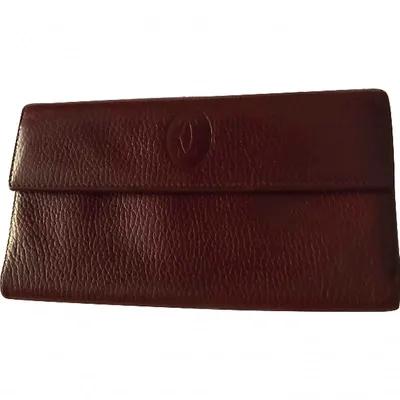 Pre-owned Cartier Leather Wallet In Burgundy