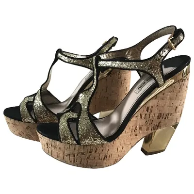 Pre-owned Miu Miu Glitter Sandals In Gold