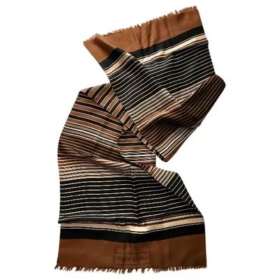 Pre-owned Saint Laurent Silk Neckerchief In Brown