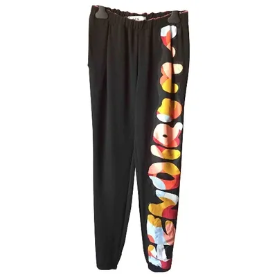 Pre-owned Fendi Silk Large Pants In Black