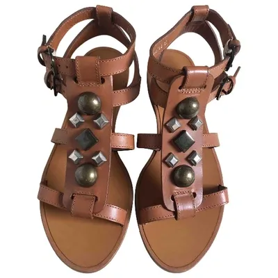 Pre-owned Hugo Boss Leather Sandals In Brown