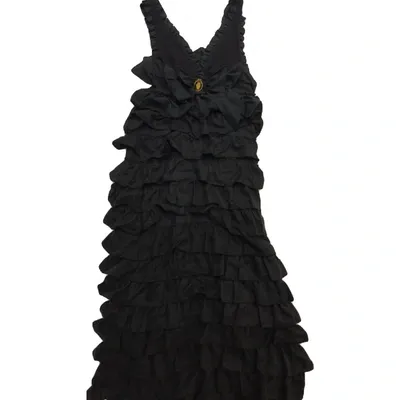 Pre-owned Manoush Silk Mid-length Dress In Black