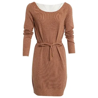 Pre-owned Dolce & Gabbana Wool Mid-length Dress In Gold