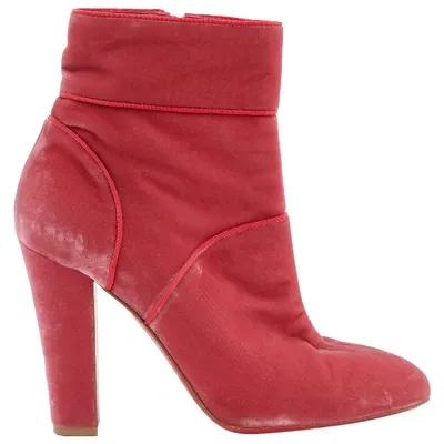 Pre-owned Christian Louboutin Ankle Boots In Pink