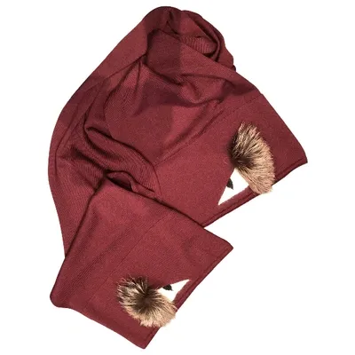 Pre-owned Fendi Wool Scarf In Burgundy