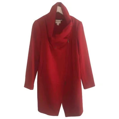 Pre-owned Dkny Wool Coat In Red