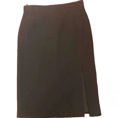 Pre-owned Ferragamo Wool Mid-length Skirt In Black