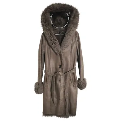 Pre-owned Gerard Darel Brown Shearling Coat