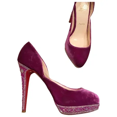 Pre-owned Christian Louboutin Velvet Heels In Purple