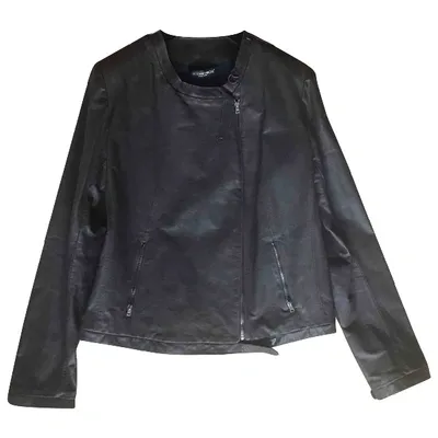 Pre-owned Golden Goose Leather Biker Jacket In Brown