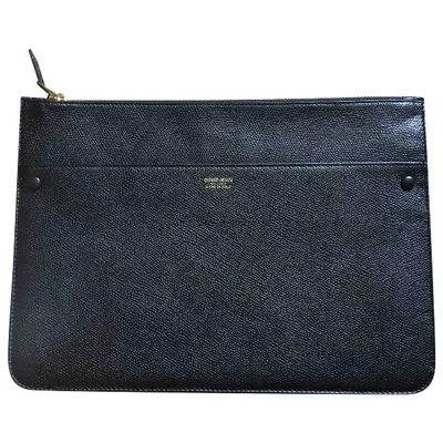 Pre-owned Giorgio Armani Leather Clutch Bag In Black