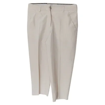 Pre-owned Prada Silk Straight Pants In Ecru