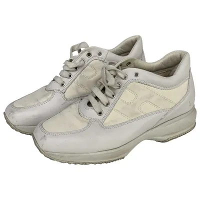 Pre-owned Hogan Cloth Trainers In White