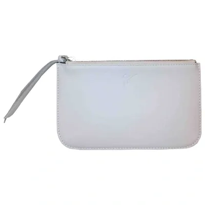 Pre-owned Giuseppe Zanotti Leather Clutch Bag In Ecru