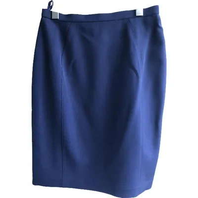 Pre-owned Mugler Wool Skirt In Navy