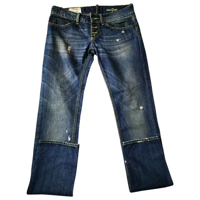 Pre-owned Dondup Straight Pants In Blue