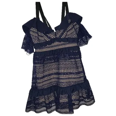 Pre-owned Self-portrait Lace Mini Dress In Blue