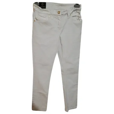 Pre-owned Versace Straight Jeans In White