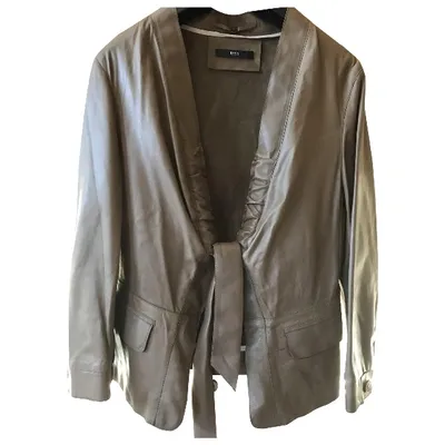 Pre-owned Hugo Boss Leather Short Vest In Khaki