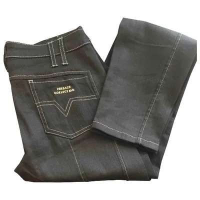 Pre-owned Versace Slim Jeans In Black