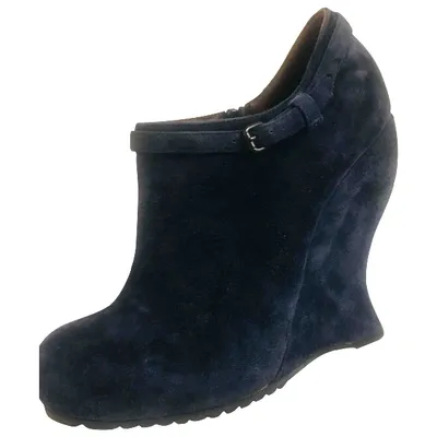 Pre-owned Bottega Veneta Ankle Boots In Blue