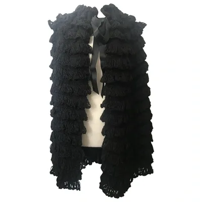 Pre-owned Saint Laurent Wool Cape In Black