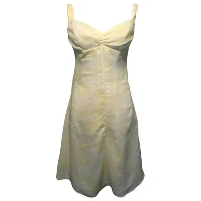 Pre-owned Hugo Boss Silk Mini Dress In Yellow