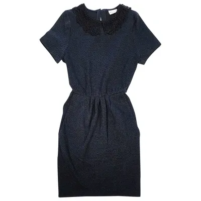 Pre-owned Ganni Mid-length Dress In Blue