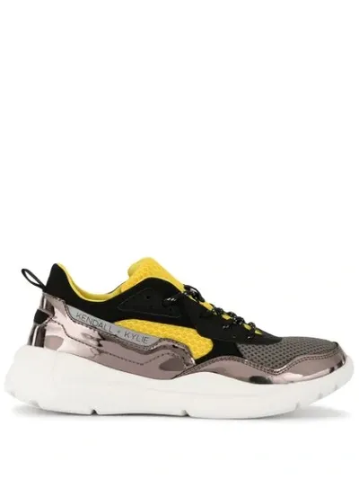 Kendall + Kylie Colour Block Panelled Sneakers In Yellow