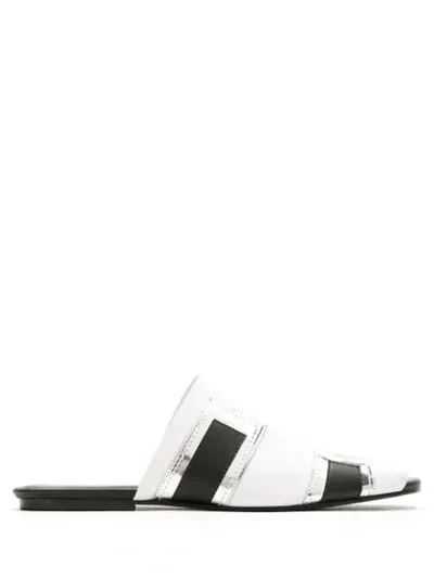 Gloria Coelho Metallic Panels Mules In White