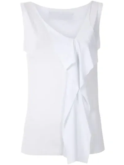 Gloria Coelho Ruffled Sleeveless Blouse In White