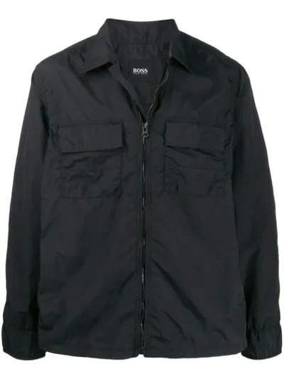 Hugo Boss Zipped Flap Pockets Jacket In Black