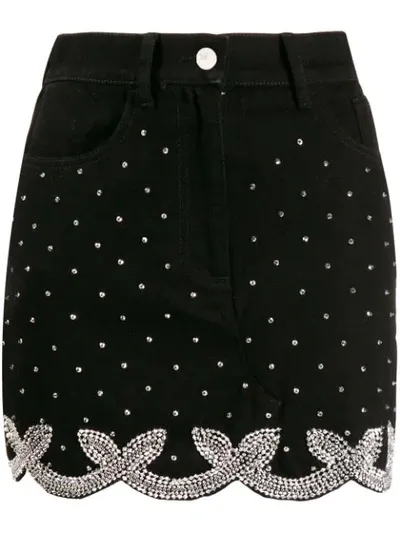 Wandering Crystal Embellished Mini Skirt In Black