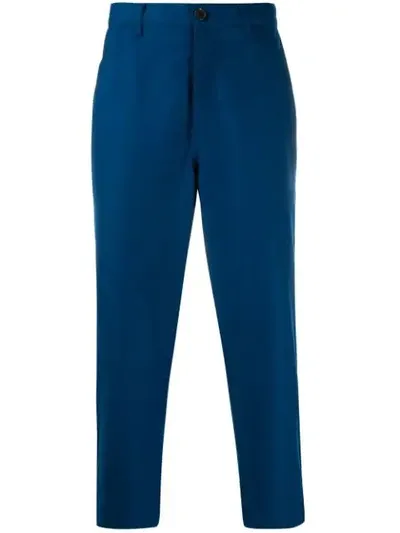 Comme Des Garçons Shirt Cropped Straight-fit Trousers In Blue