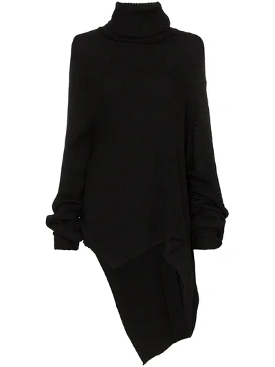 Marques' Almeida Asymmetric Turtleneck Sweater In Black