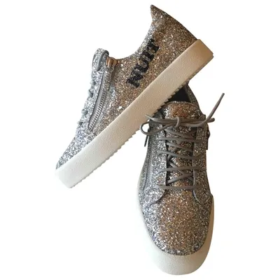 Pre-owned Giuseppe Zanotti Nicki Glitter Trainers In Silver