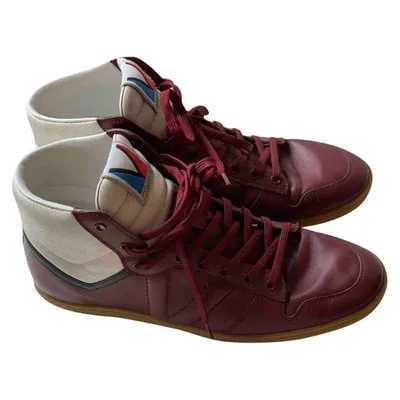 Pre-owned Louis Vuitton Leather High Trainers In Burgundy