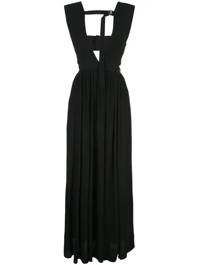 Proenza Schouler Open-back Buckle-detailed Crepe De Chine Maxi Dress In Black