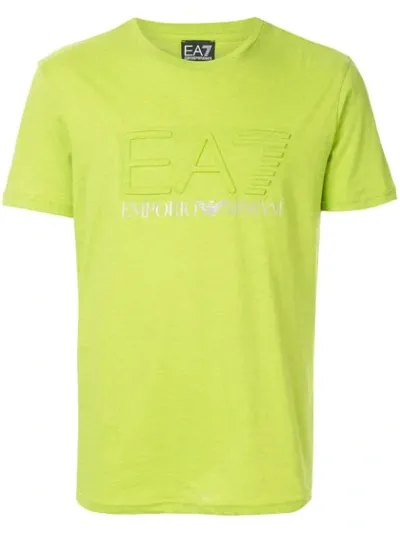 Ea7 Logo Debossed Crew Neck T-shirt In Green