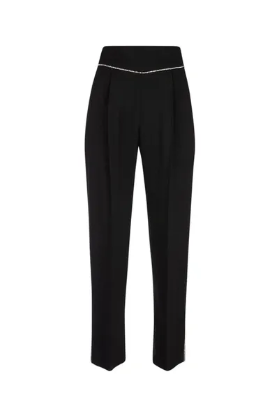 Msgm Embellished Crepè Trousers In Black