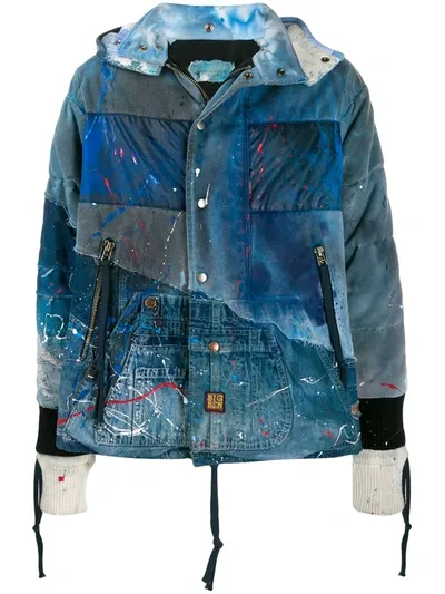 Greg Lauren Painted Parka In Blue