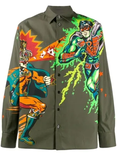 Dolce & Gabbana Superhero Print Shirt In Green