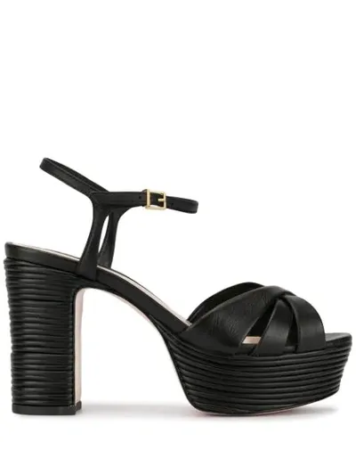 Schutz Ribbed Platform Sandals In Black