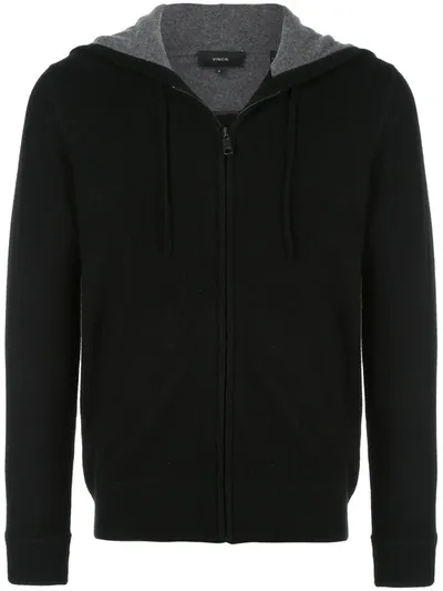 Vince Regular Fit Zip Cashmere Hoodie In Black