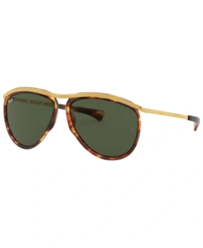 Ray Ban Aviator Olympian Sunglasses Gold Frame Green Lenses 59-13