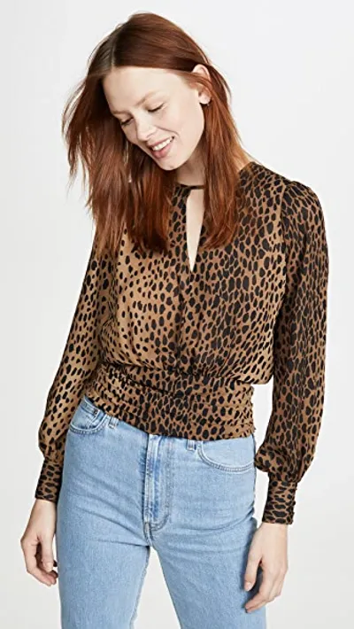 Good American Leopard Keyhole Blouse