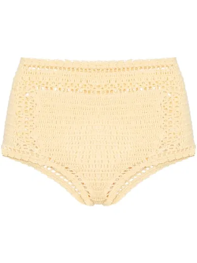 She Made Me Essential Crochet High Waist Bikini Bottoms In Yellow